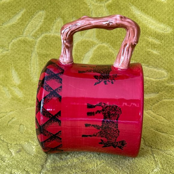 Woolrich Cabin Fever by ZRIKE 2 Ceramic Mugs Hand Painted Red Cottage Holiday - Picture 11 of 11